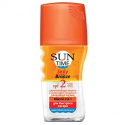 Масло Биокон Солнцезащитная серия сан тайм Секси бронз 2 в 1 быстрый загар+увлажнение SPF-2 150 мл